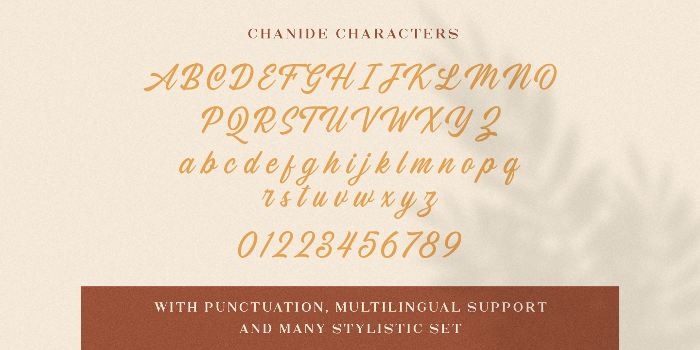 Beispiel einer Chanide Script Regular-Schriftart